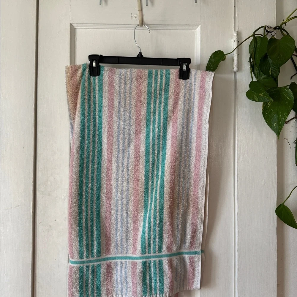 Vintage pink and green towel